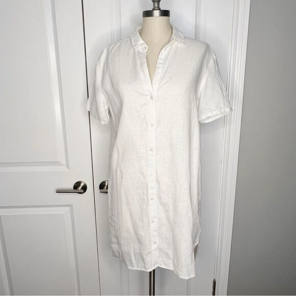 JAMES PERSE 100% Linen Mini Shirtdress White Size 2 Medium - Picture 10 of 10